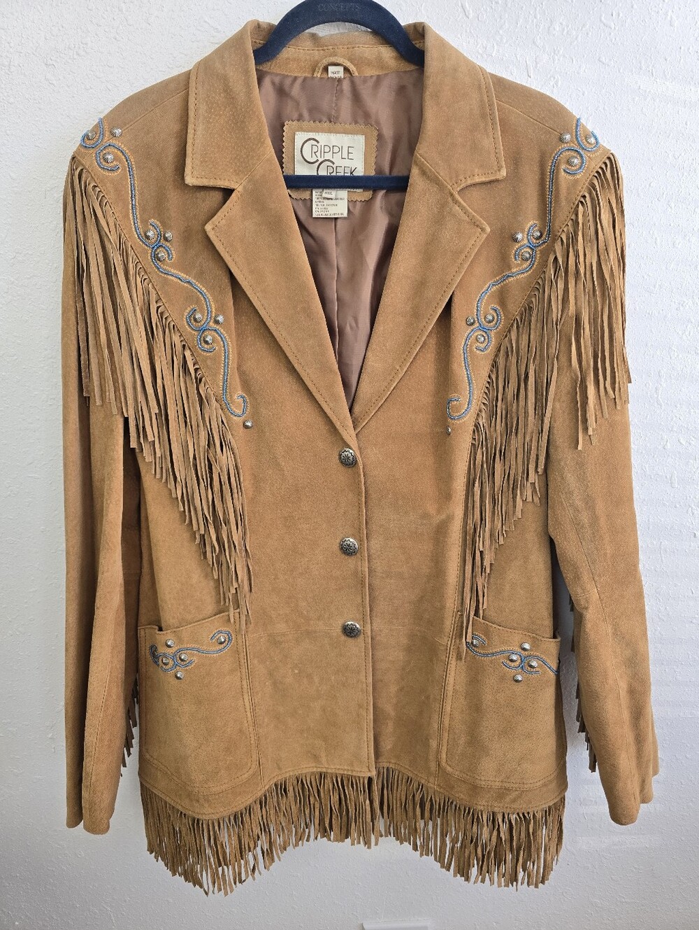 Cripple Creek 100% Leather Suede Fringe Western Jacket XXL